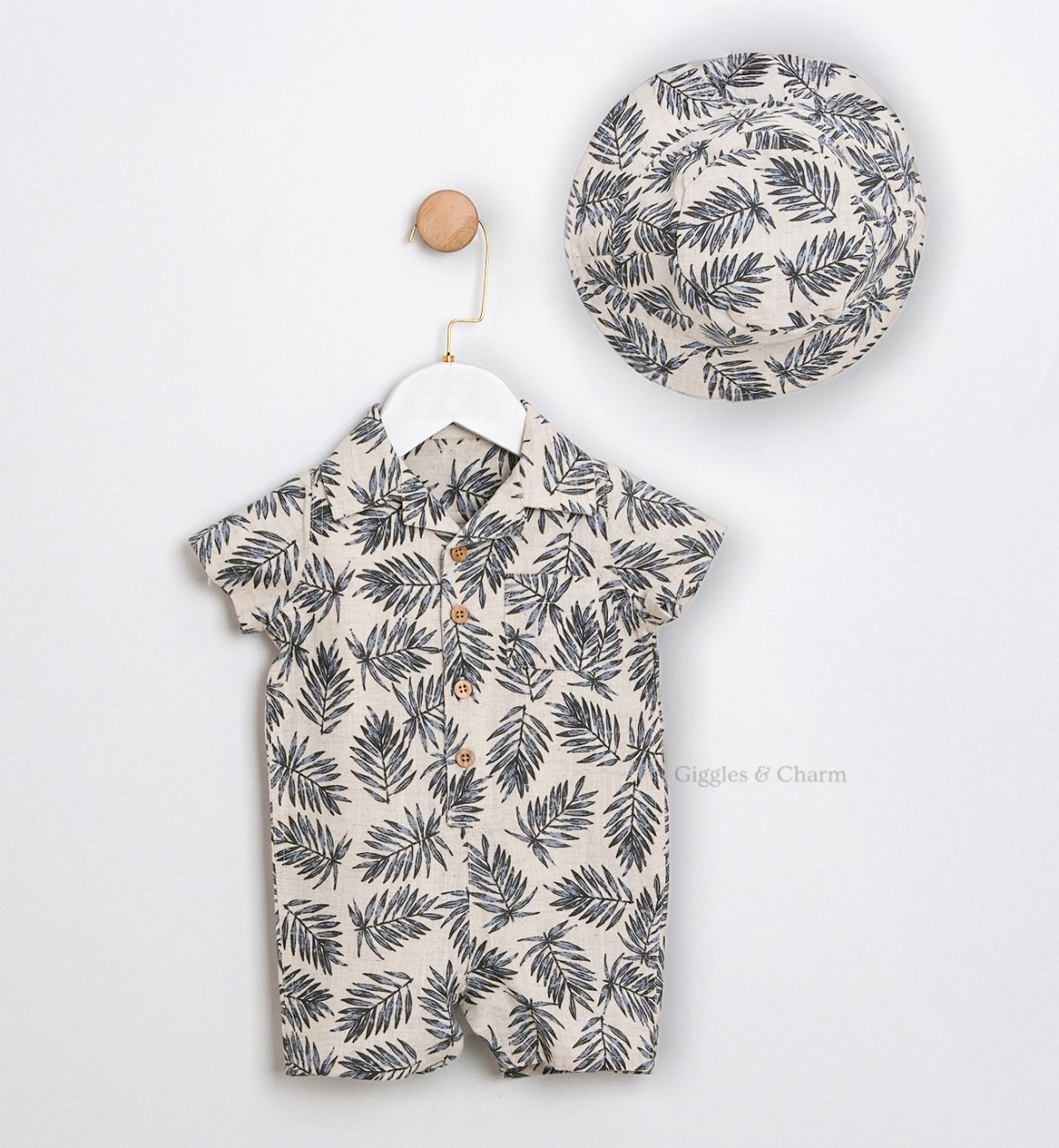 Tropical Romper with matching hat - Image 2